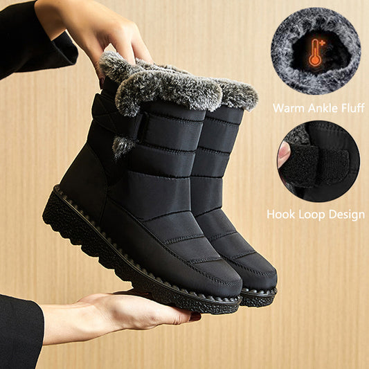 Winter-Schneestiefel, warme Plüsch-Plateaustiefel, wasserdichte Klettschuhe