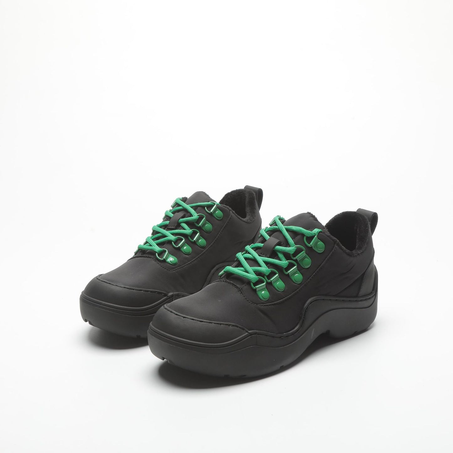 New Green Thick-soled Heightened Lace-up Ankle Boots High Top