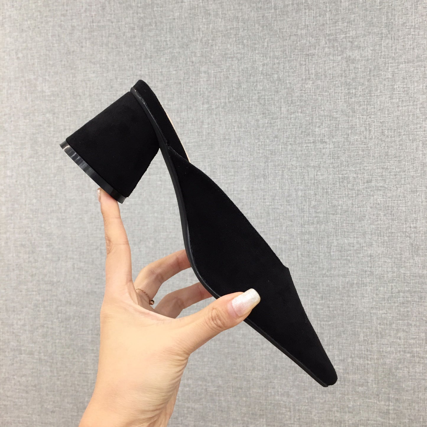 Fashion Baotou Half Drag Thick Heel Single Shoes