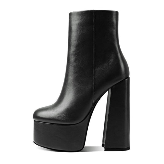 Women's Plus Size Chunky High Heel Ankle Boots