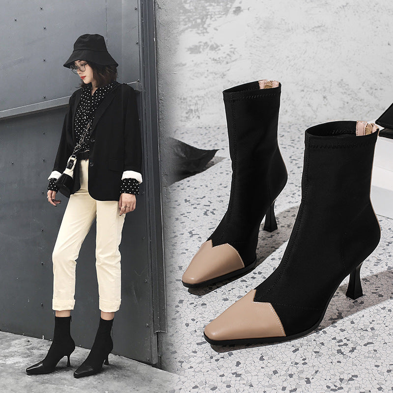 Autumn Winter Ankle Boots Stiletto Elastic Socks Boots