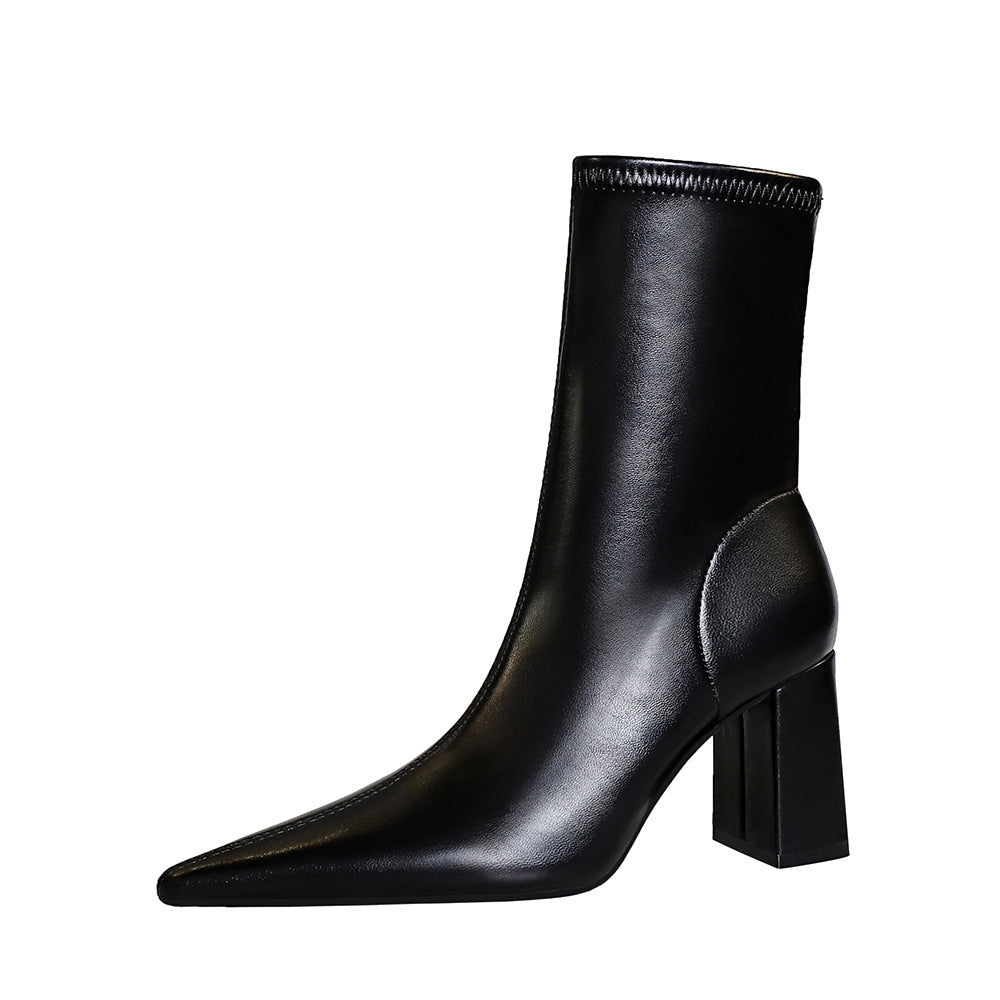 Damen Winterstiefel mit spitzer Spitze und hohen Absätzen