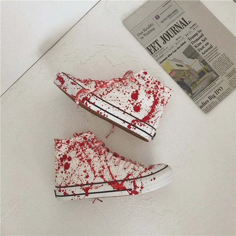 Men's And Women's Hand-painted Trendy Graffiti Canvas Shoes