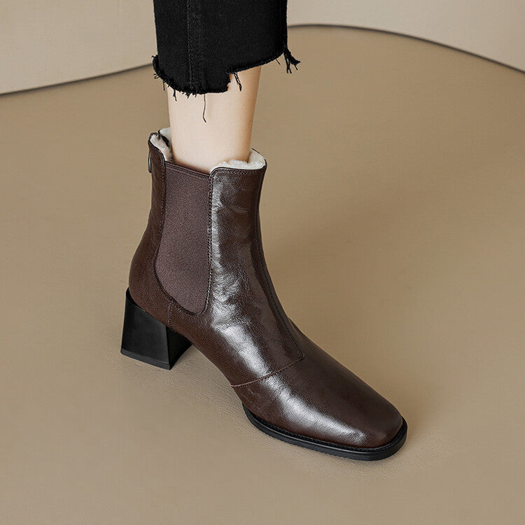 Modische Retro-Stiefeletten mit dickem Absatz für Damen