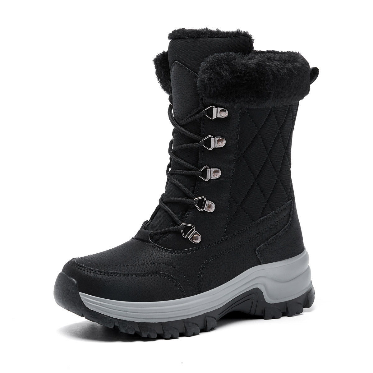 Damen Wintermode High-Top Warm Fleece-gefüttert Dicke und Bequeme Schneestiefel