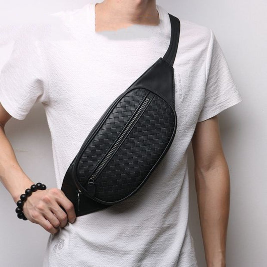 Bolso de hombro de cuero casual de moda para hombre