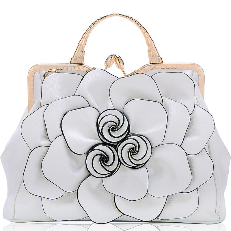 Bolso de mano para mujer con diseño de flores rosas, color liso