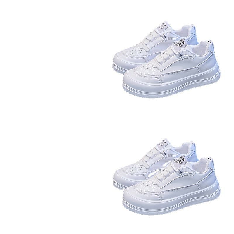 Zapatos blancos de punta grande con suela gruesa y diseño de bizcocho para mujer