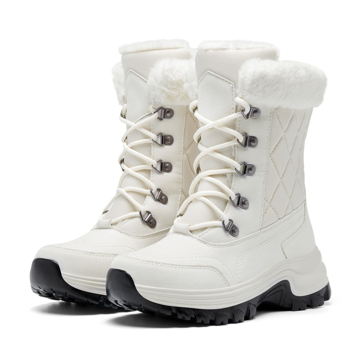 Damen Wintermode High-Top Warm Fleece-gefüttert Dicke und Bequeme Schneestiefel