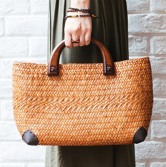 Women's Handbag Retro Storage Rattan Straw Bag Travel