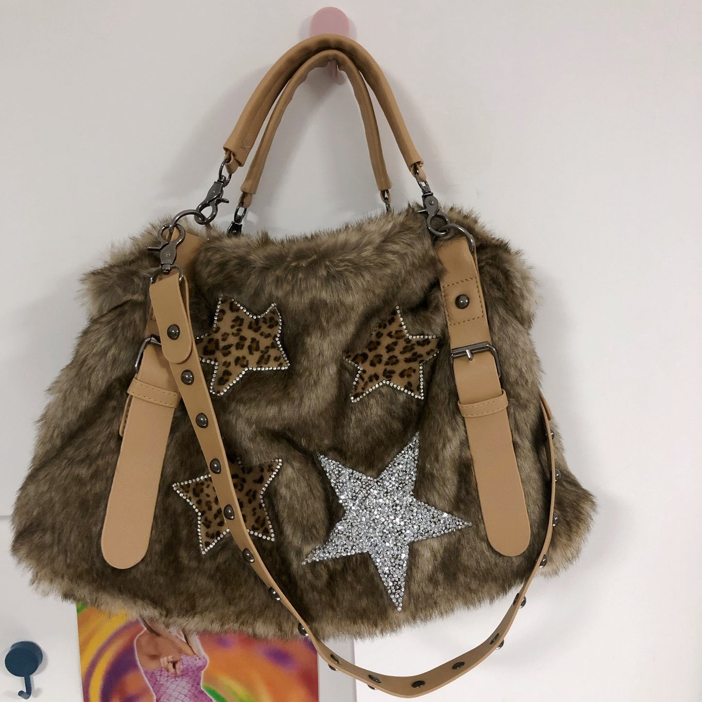 Original hausgemachte Herbst und Winter Nerz Haar Edelstein Pelz Schulter Unterarm Messenger Tasche