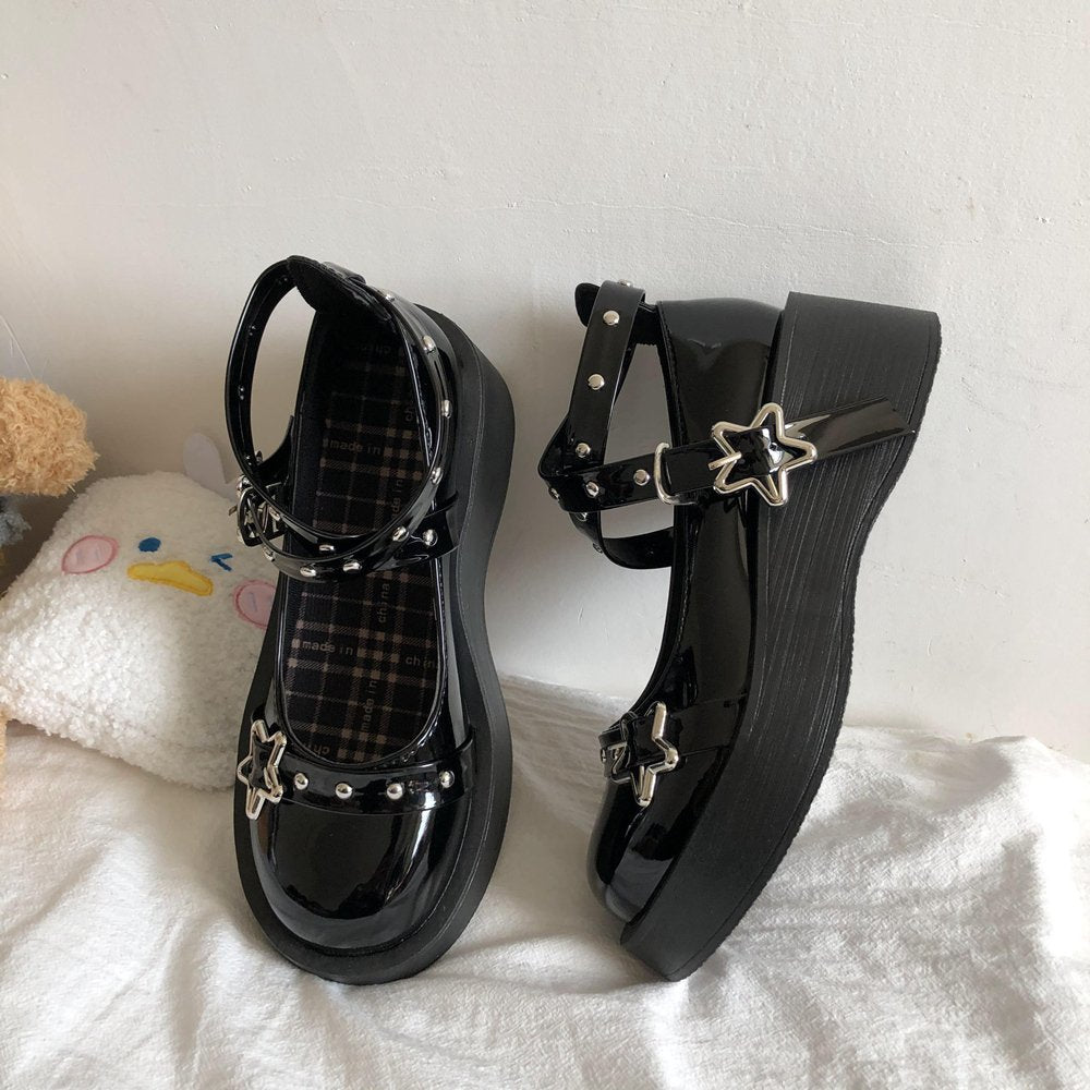 Dunkle Retro kleine Lederschuhe weibliche Loli Soft Girl