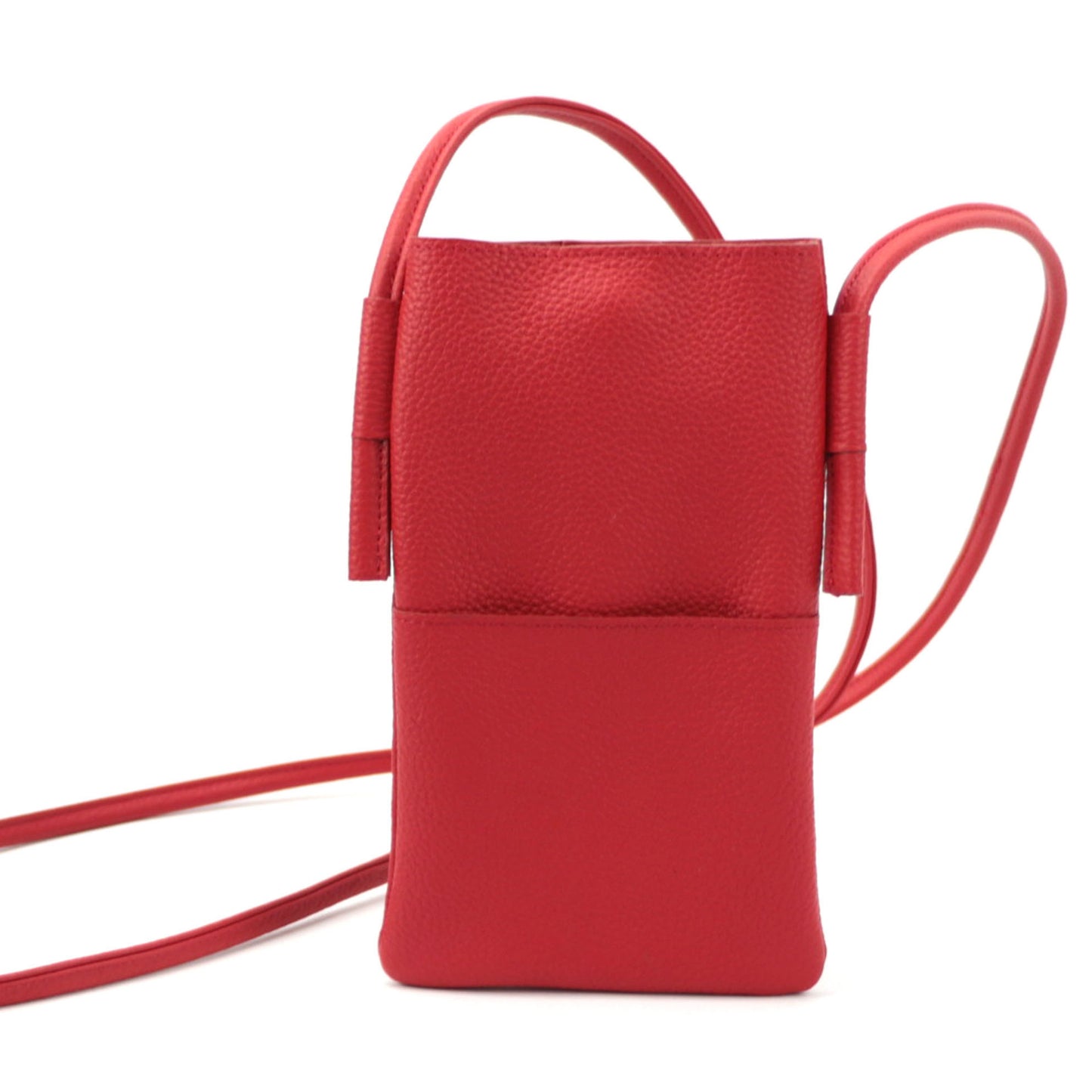 Women's Genuine Leather Lychee Pattern Mini Mobile Phone Bag