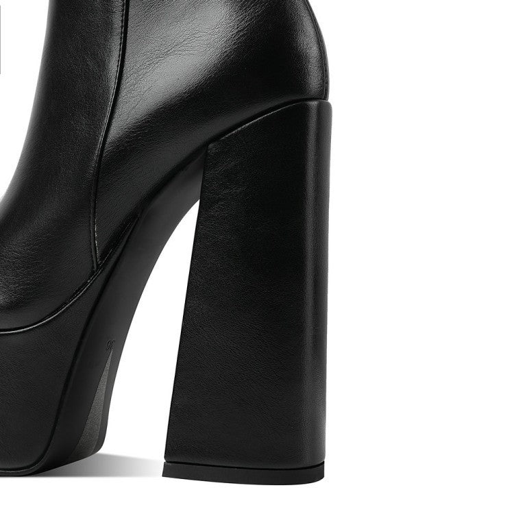 Women's Plus Size Chunky High Heel Ankle Boots