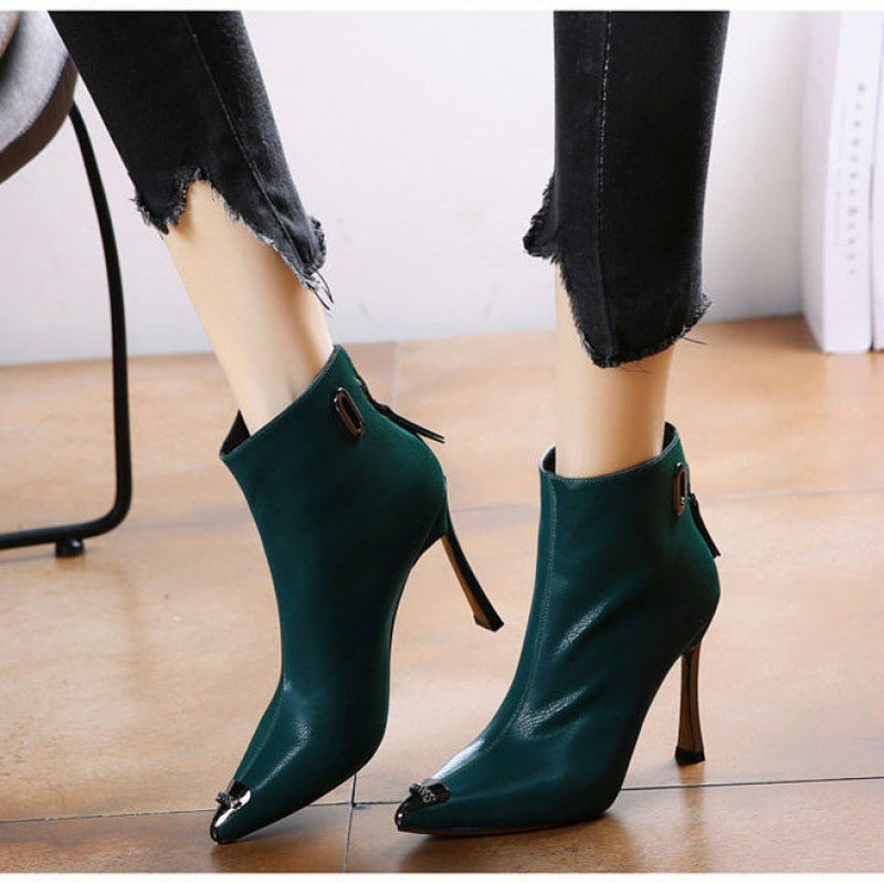 Women's Back Zip Stiletto Ankle Boots Martin