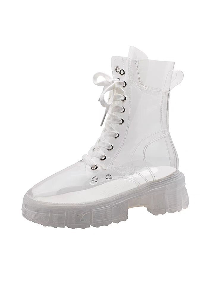 Transparent Crystal Sole Lace-up Fully Transparent Martin Boots