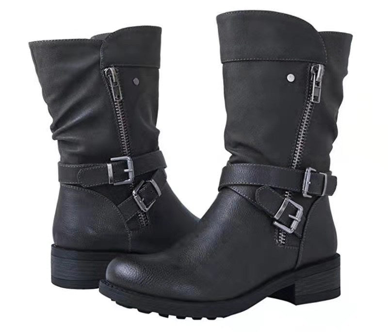 Kurze Martin Stiefel Gürtel Niedrigen Absatz Casual