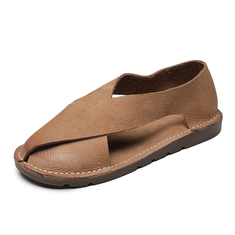 Handgemachte Römersandalen Damen Zehenkappe Seite leer Slip-on