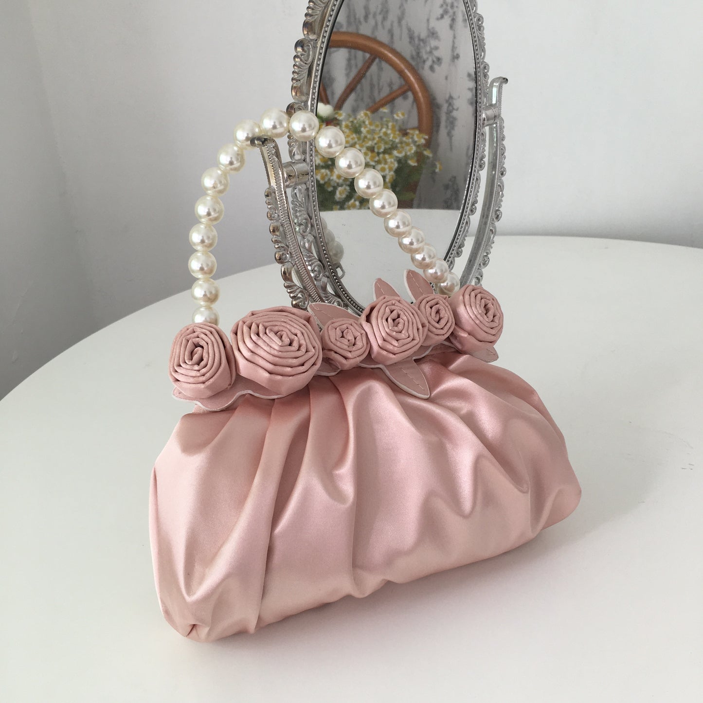 Damen Handtasche Vintage Pearl Rose