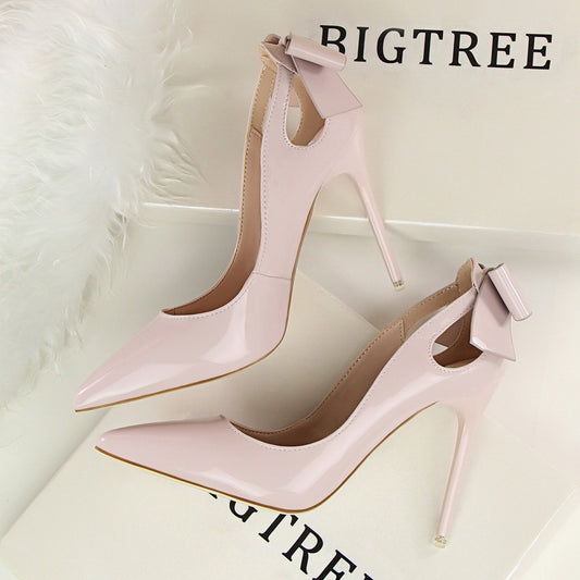 Einfarbige High Heels mit Cut-Outs und Schleife für Damen