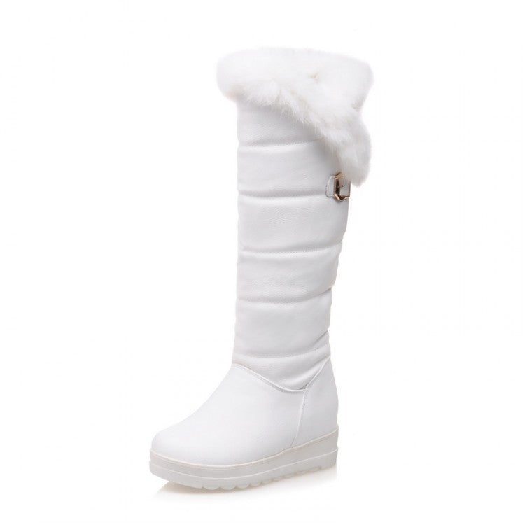 Botas de nieve cálidas con plataforma de piel de conejo