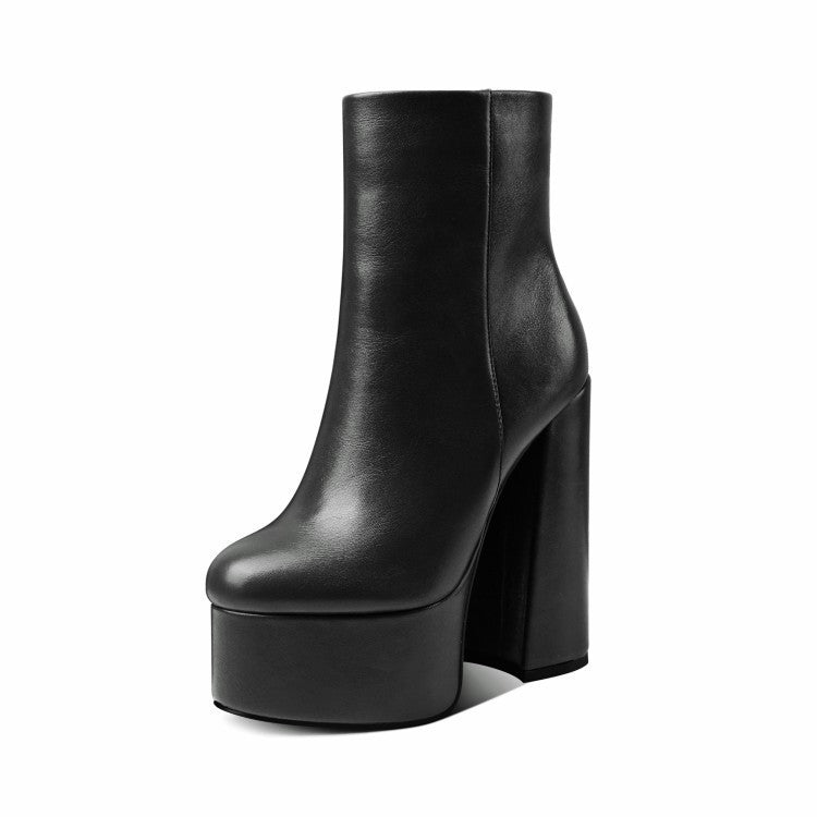 Women's Plus Size Chunky High Heel Ankle Boots