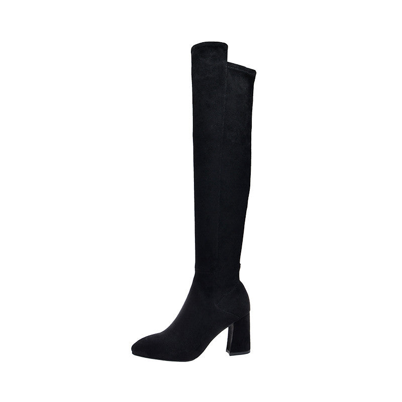 Women's Over Knee Boots High Pointed Toe Mid Heels