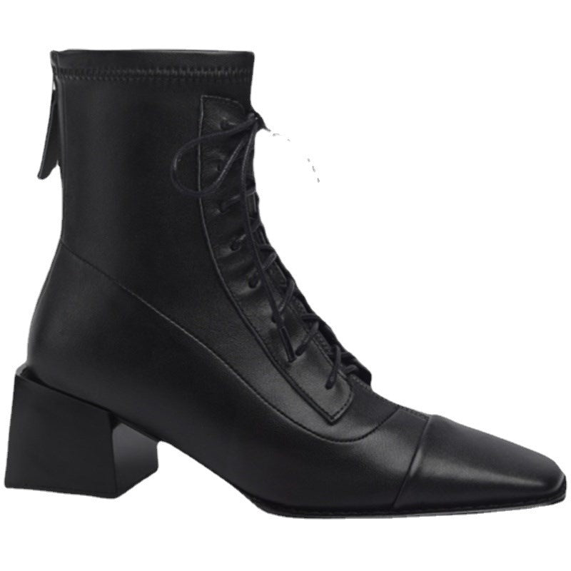 Women's Black Lace Up Martin Boots