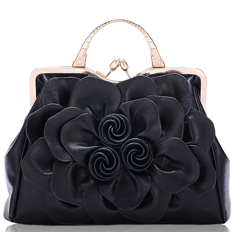 Bolso de mano para mujer con diseño de flores rosas, color liso