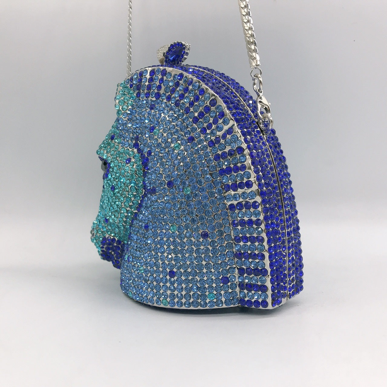 Bolso de cena con forma de cabeza de caballo y diamantes incrustados Bolso joya para banquete