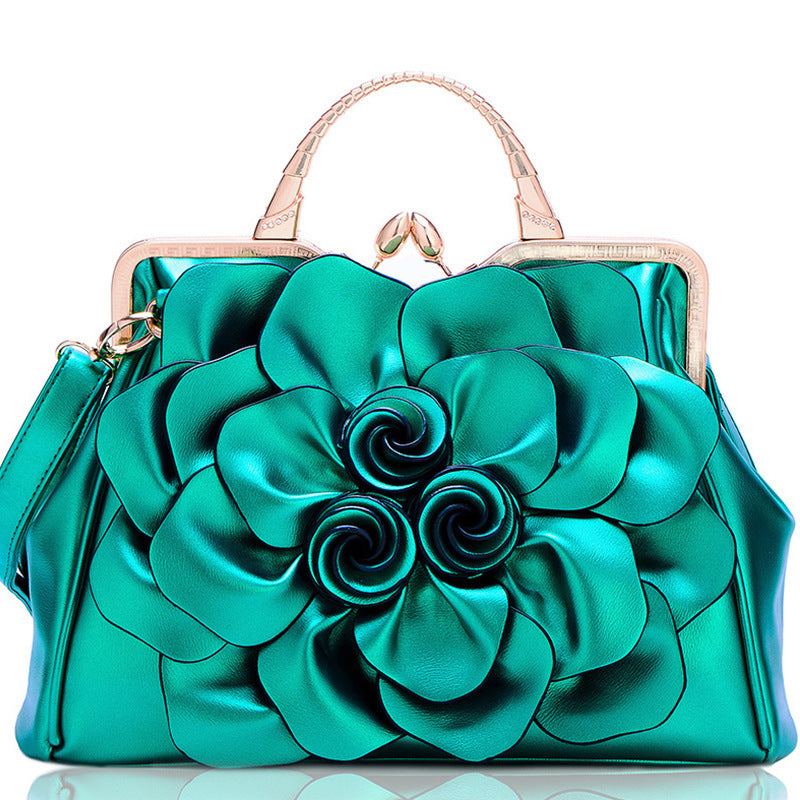 Bolso de mano para mujer con diseño de flores rosas, color liso