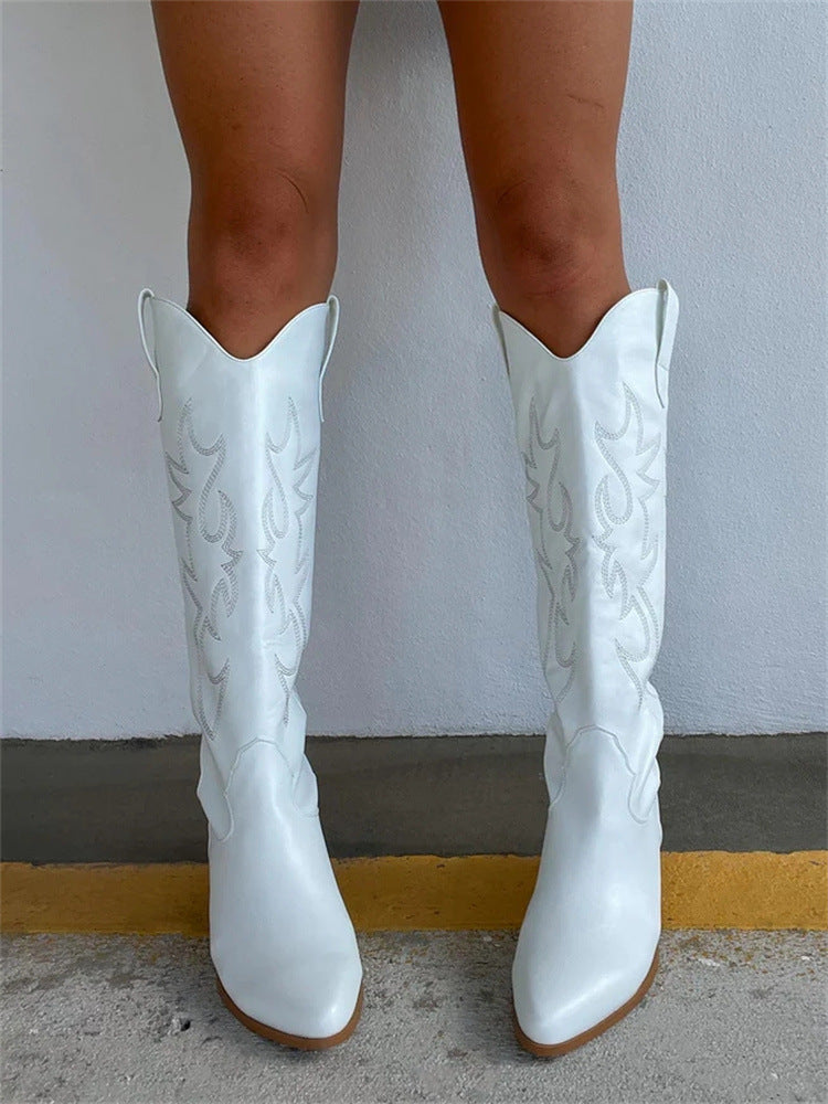 New Ethnic Style Embroidery High Tube Knee-high Boots