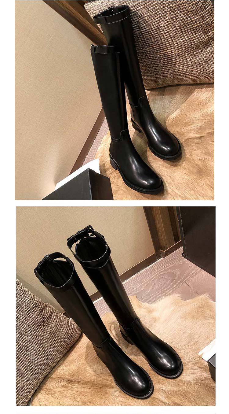 Women's Thick-soled Boots With Back Zipper But Knee-high