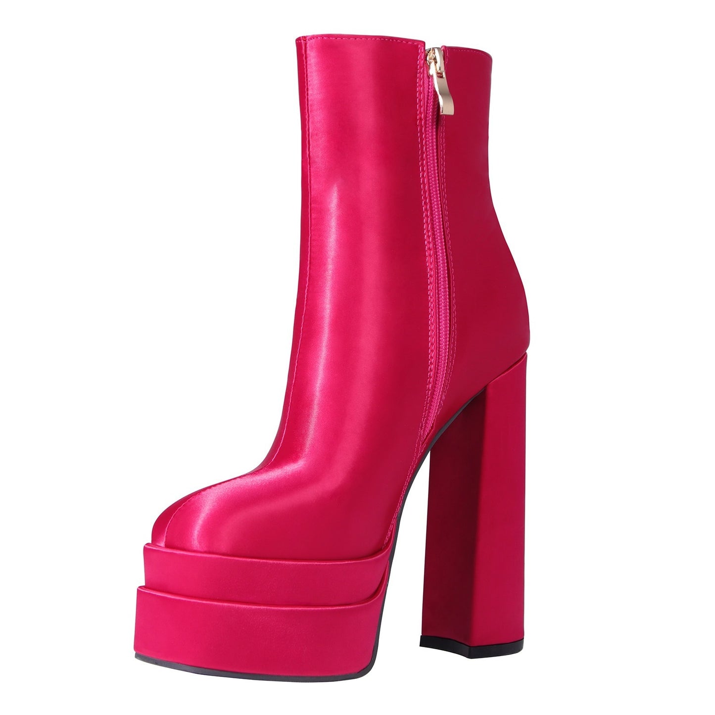 Ladies Ankle Boots Square Toe Double Layer Platform