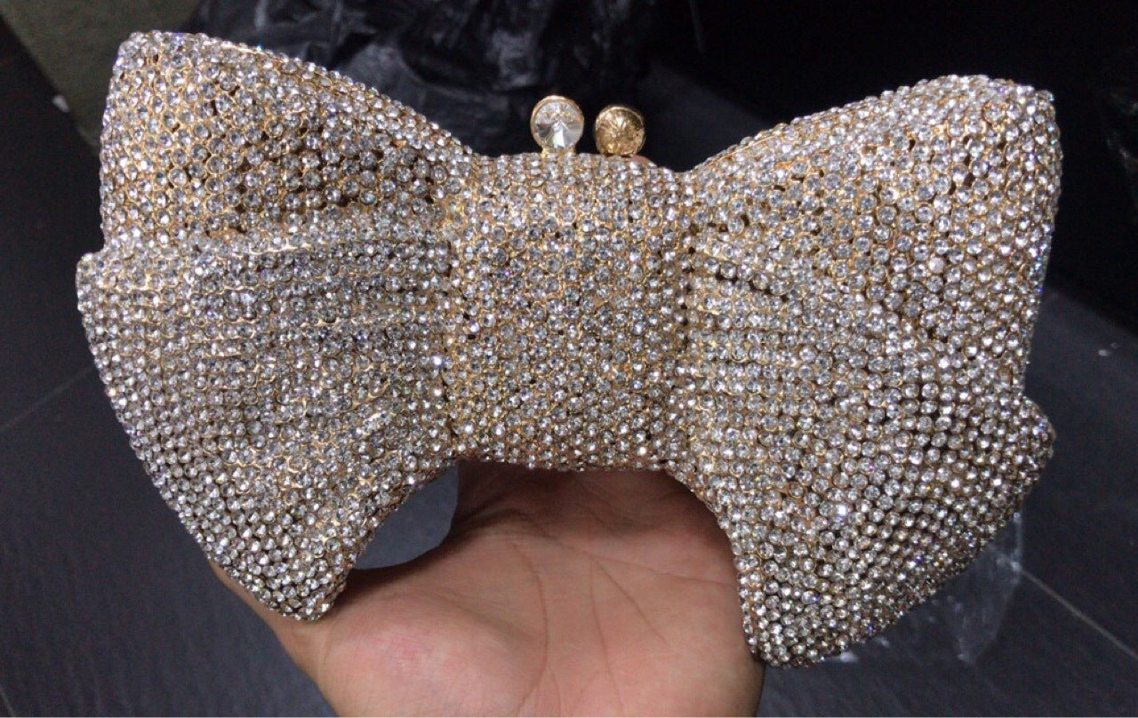 Women's New Bow And Diamond Evening Bag