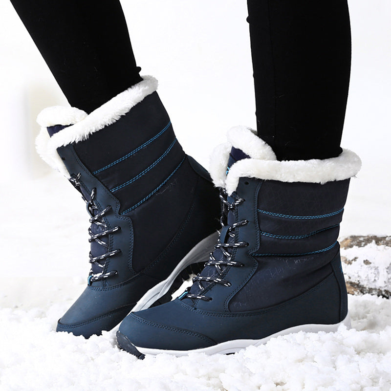 Botas de nieve de felpa cálidas hasta el tobillo para mujer, zapatos de invierno