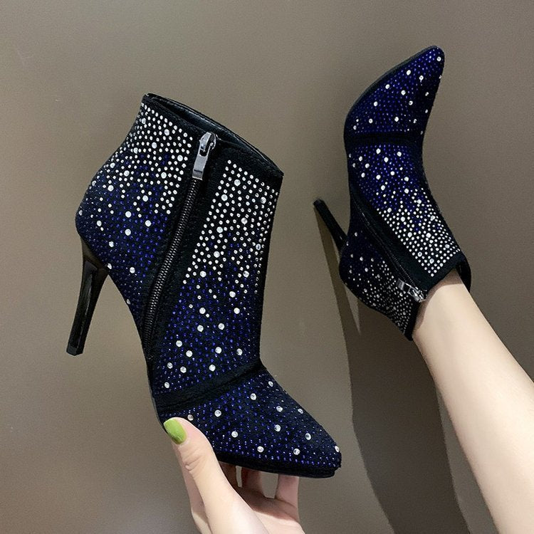 Damen Dünne Mode Spitze Hot Drilling High Heels