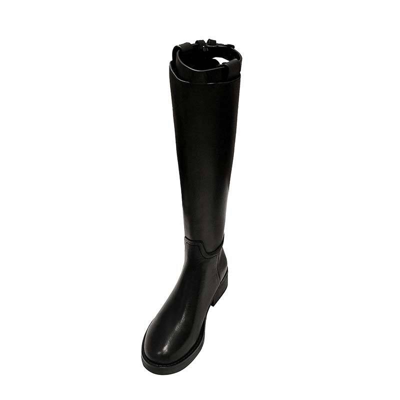 Women's Thick-soled Boots With Back Zipper But Knee-high