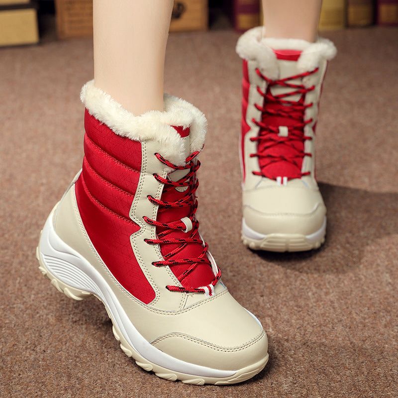 Botas de nieve de felpa cálidas hasta el tobillo para mujer, zapatos de invierno