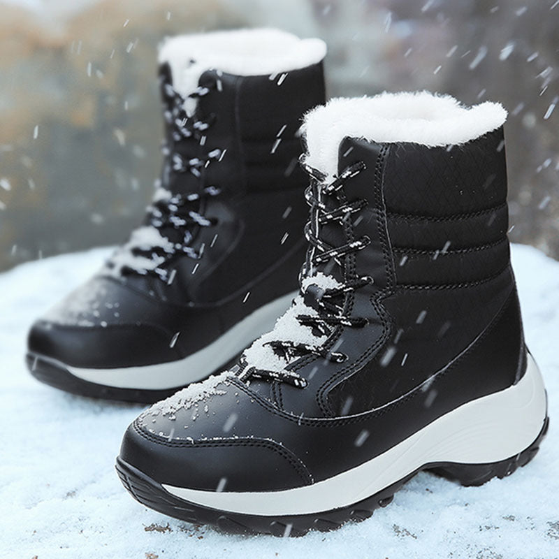 Botas de nieve de felpa cálidas hasta el tobillo para mujer, zapatos de invierno