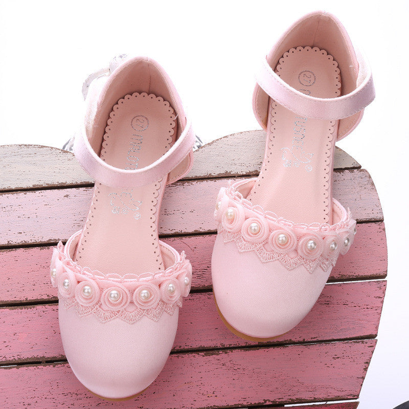 Foreign Trade Export Flower Small High-heeled Children's Shoes