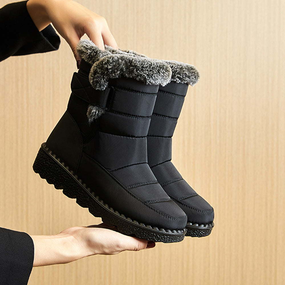 Winter-Schneestiefel, warme Plüsch-Plateaustiefel, wasserdichte Klettschuhe