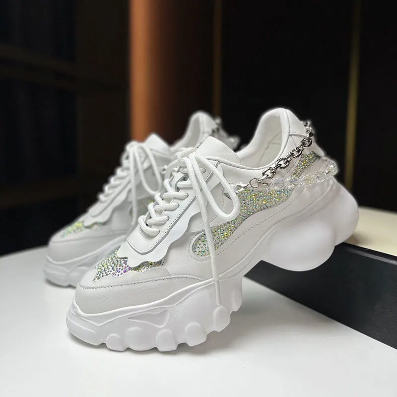 Women's All Match Chain Rhinestone Dad Shoes