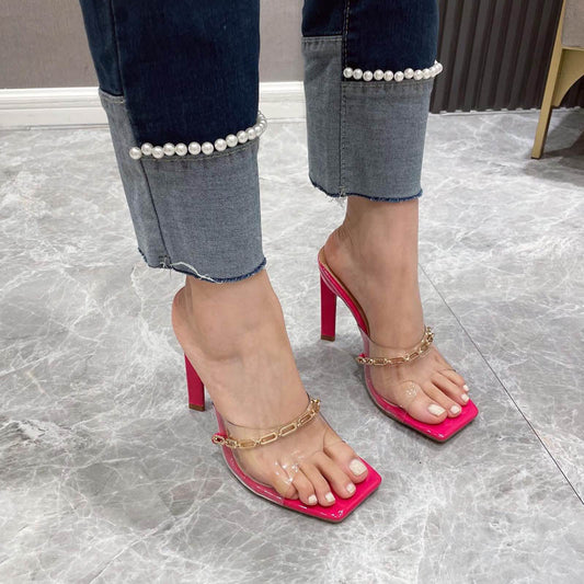 Transparent Sexy Chain Women's Sandals And Slippers