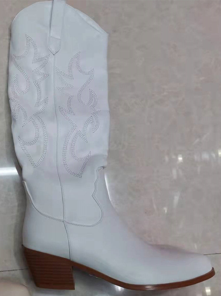 Western-Reiterstiefel für Damen mit hohem Absatz und spitzer Spitze