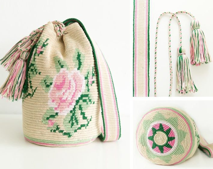 Bolsa de hilo de algodón para tejer a crochet con encaje