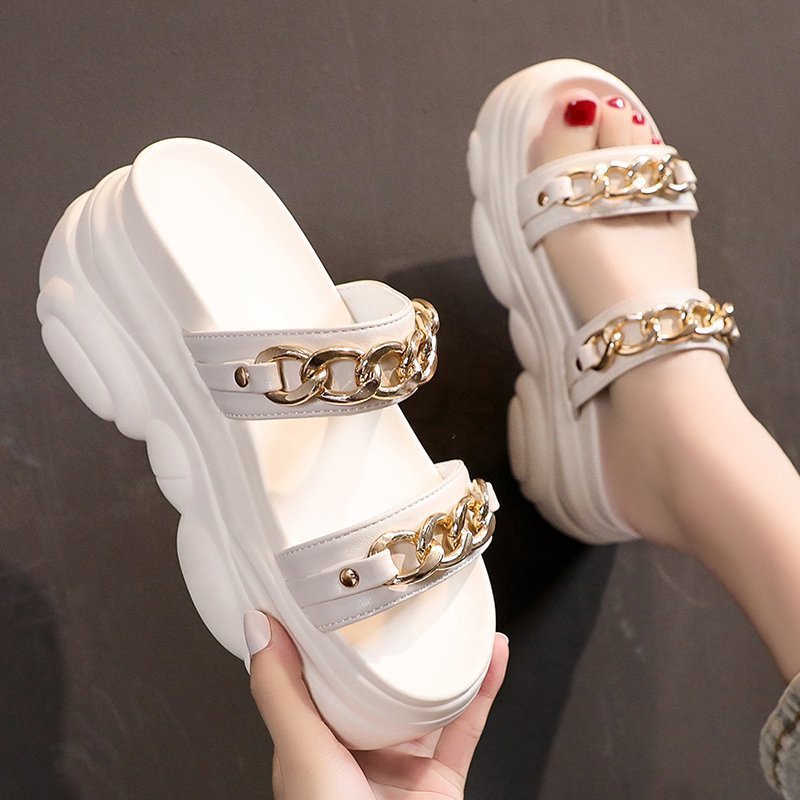 Women's Platform Chain Booster Slip-On Slippers