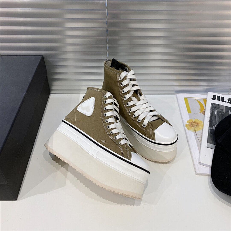 Women's Casual Ripped Platform Platform High-Top Canvas Shoes