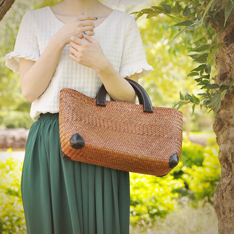 Women's Handbag Retro Storage Rattan Straw Bag Travel