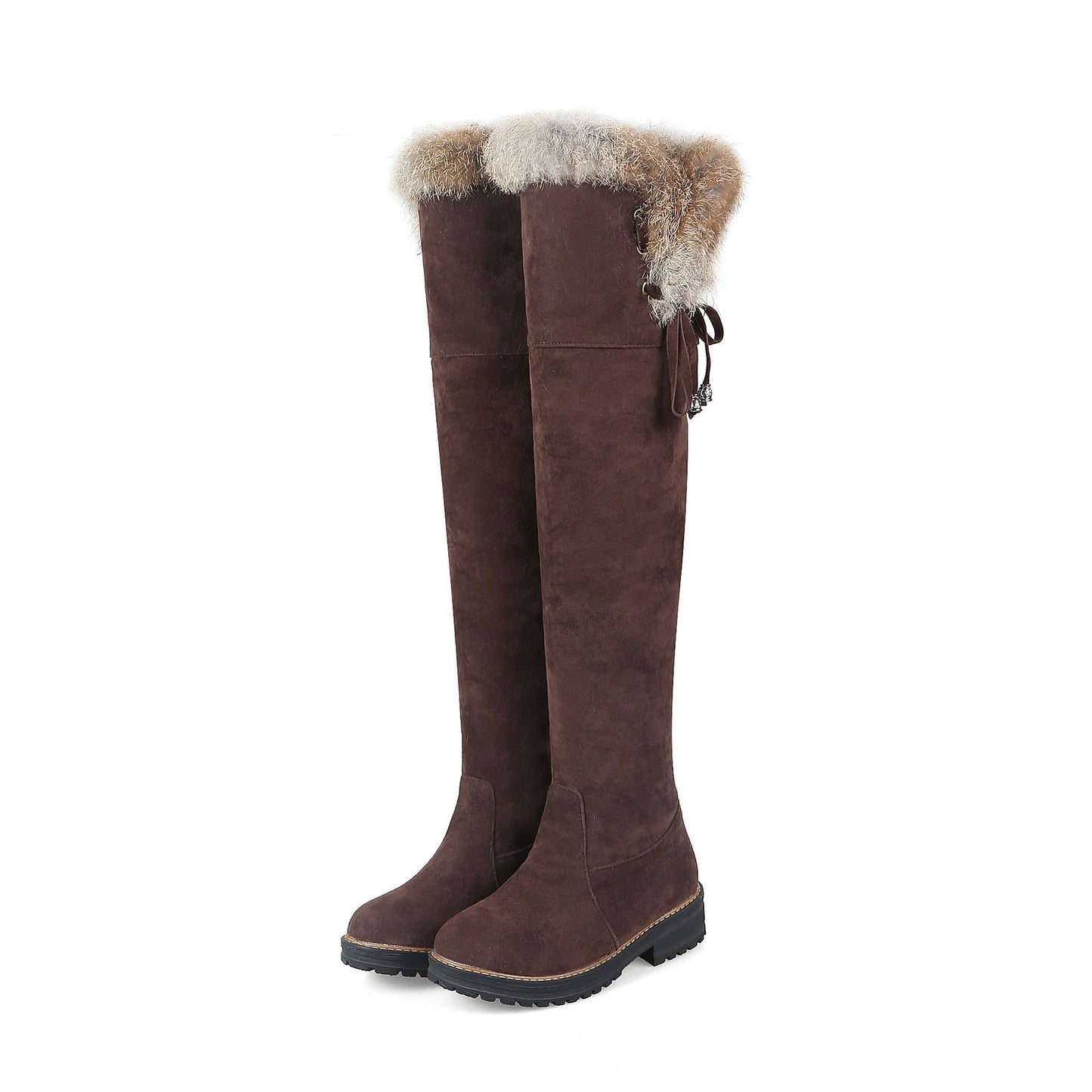 Herbst und Winter Einfache Übergröße 40-44 Wildleder Overknee Student Damenstiefel